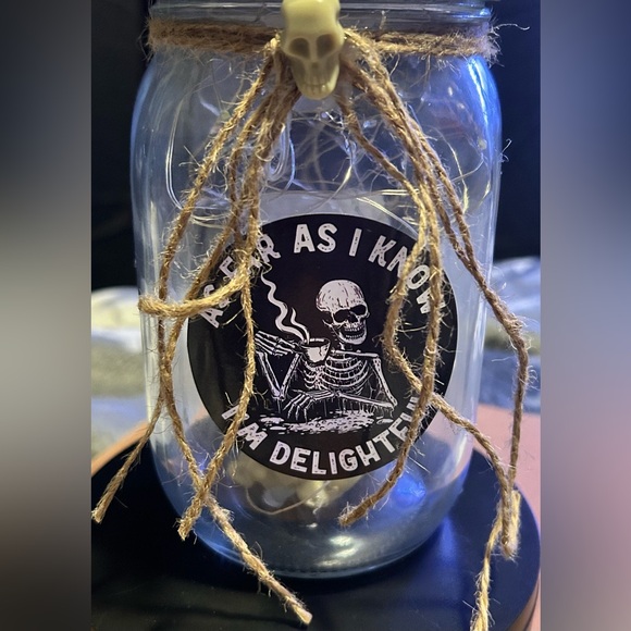 ❌RESERVED❌SKULL “ADULT HUMOR” PURPLE/GREEN LED LIGHTS SKULL DECOR JAR/HANDMADE - Picture 12 of 14
